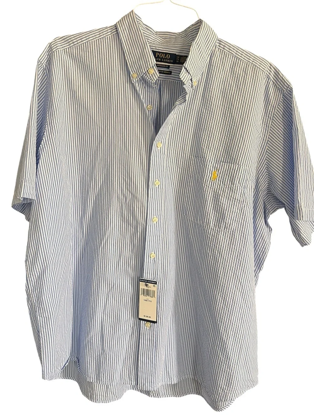 NWT Polo Ralph Lauren Men’s Seersucker Untucked Fit Short Sleeve Button Down 1XB